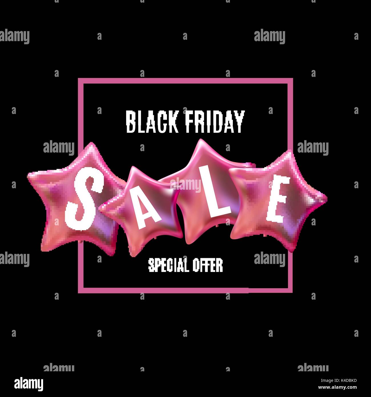 Black Friday Sale Balloon Concept of Discount. Special Offer Template