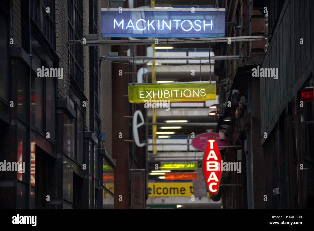 lighthouse lane neon signs mackintosh alley Stock Photo