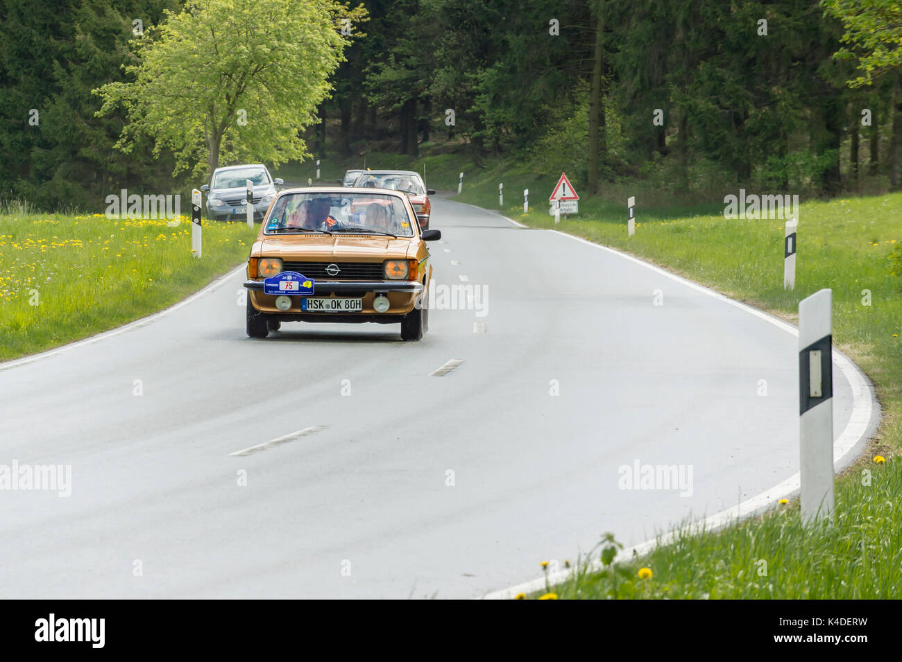 Brilon, Germany - May 13th in 2017: Oldtimer Sauerland round trip Opel Kadett C Coupe Stock Photo