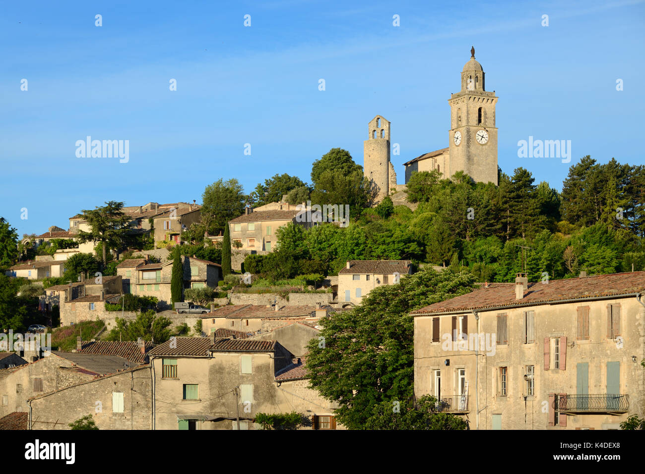 View over Village of Reillanne from the East Luberon Provence Stock Photo