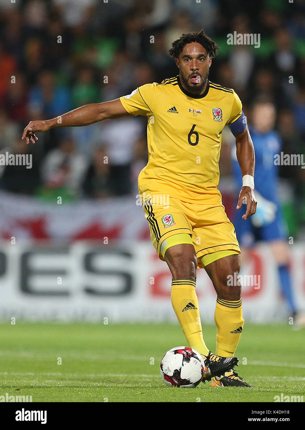 Wales' Ashley Williams during the 2018 FIFA World Cup Qualifying, Group D match at Stadionul Zimbru in Chisinau, Moldova. PRESS ASSOCIATION Photo. Picture date: Tuesday September 5, 2017. See PA story SOCCER Moldova. Photo credit should read: Steven Paston/PA Wire. RESTRICTIONS: Editorial use only. No commercial use. Stock Photo