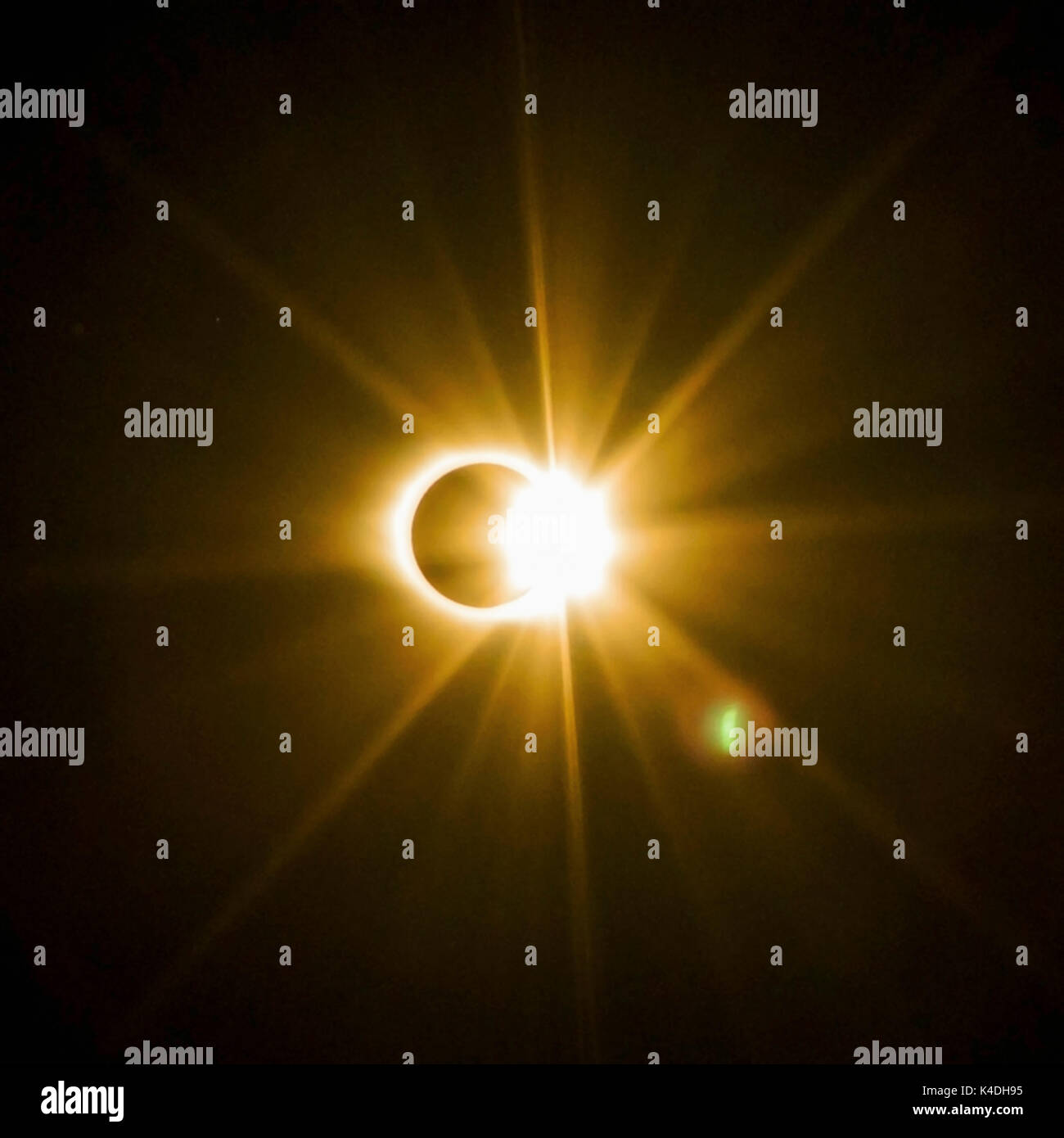 Diamond ring of a total solar eclipse in Columbia,SC on August 21st 2017. Stock Photo