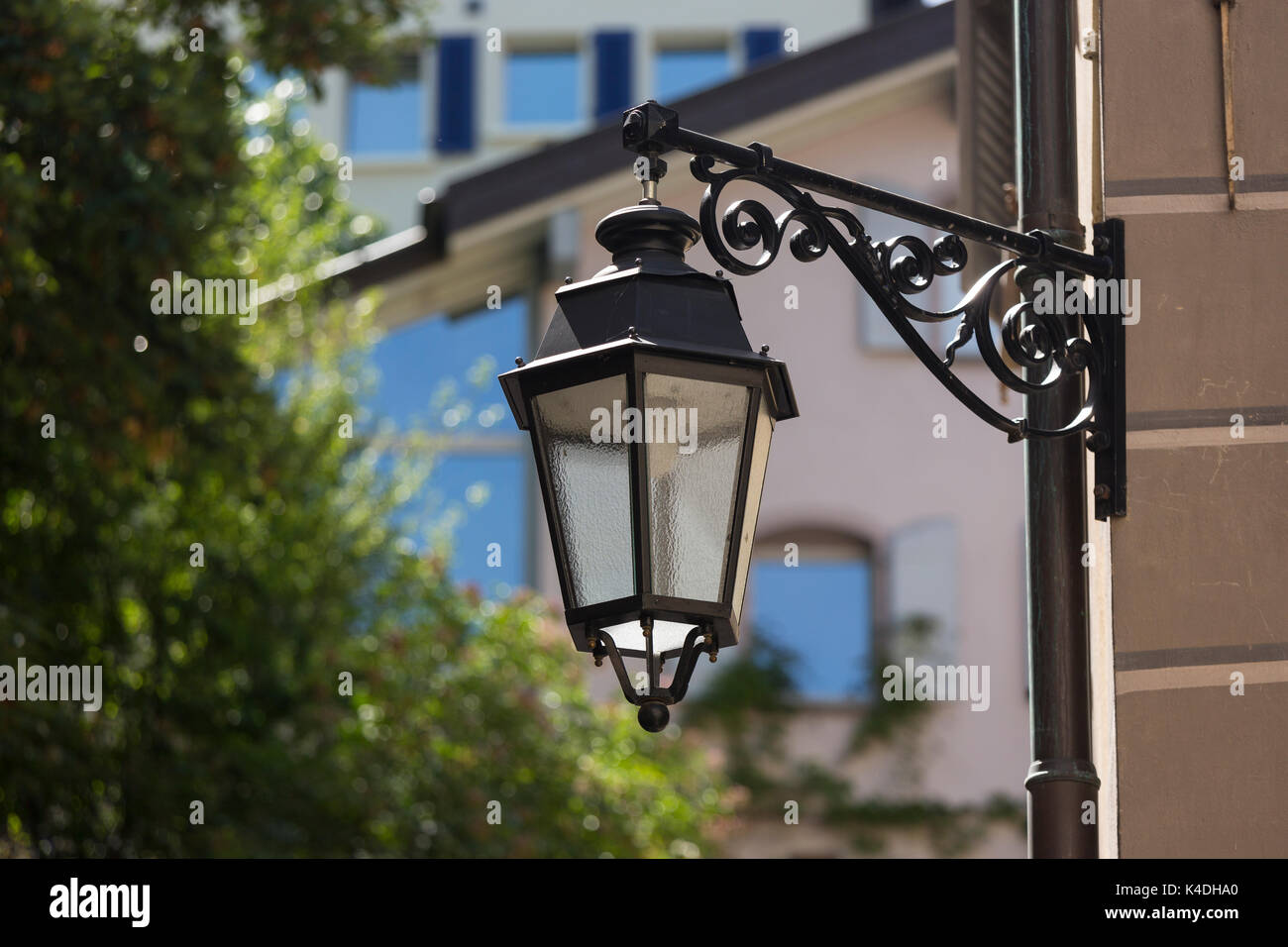 SION, SWITZERLAND - Ornate lamp post in Sion. Stock Photo