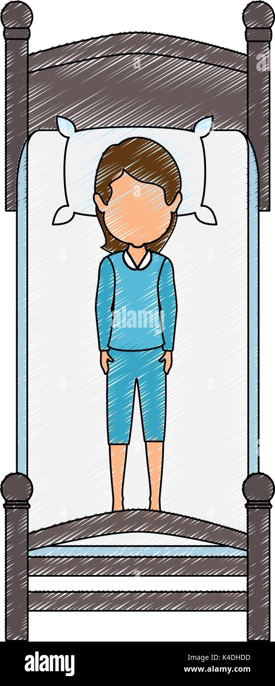 woman sleeping on the bed vector illustration design Stock Vector Image ...
