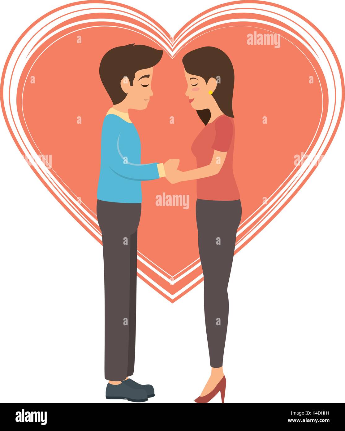 cute couple in love with heart vector illustration design Stock Vector ...