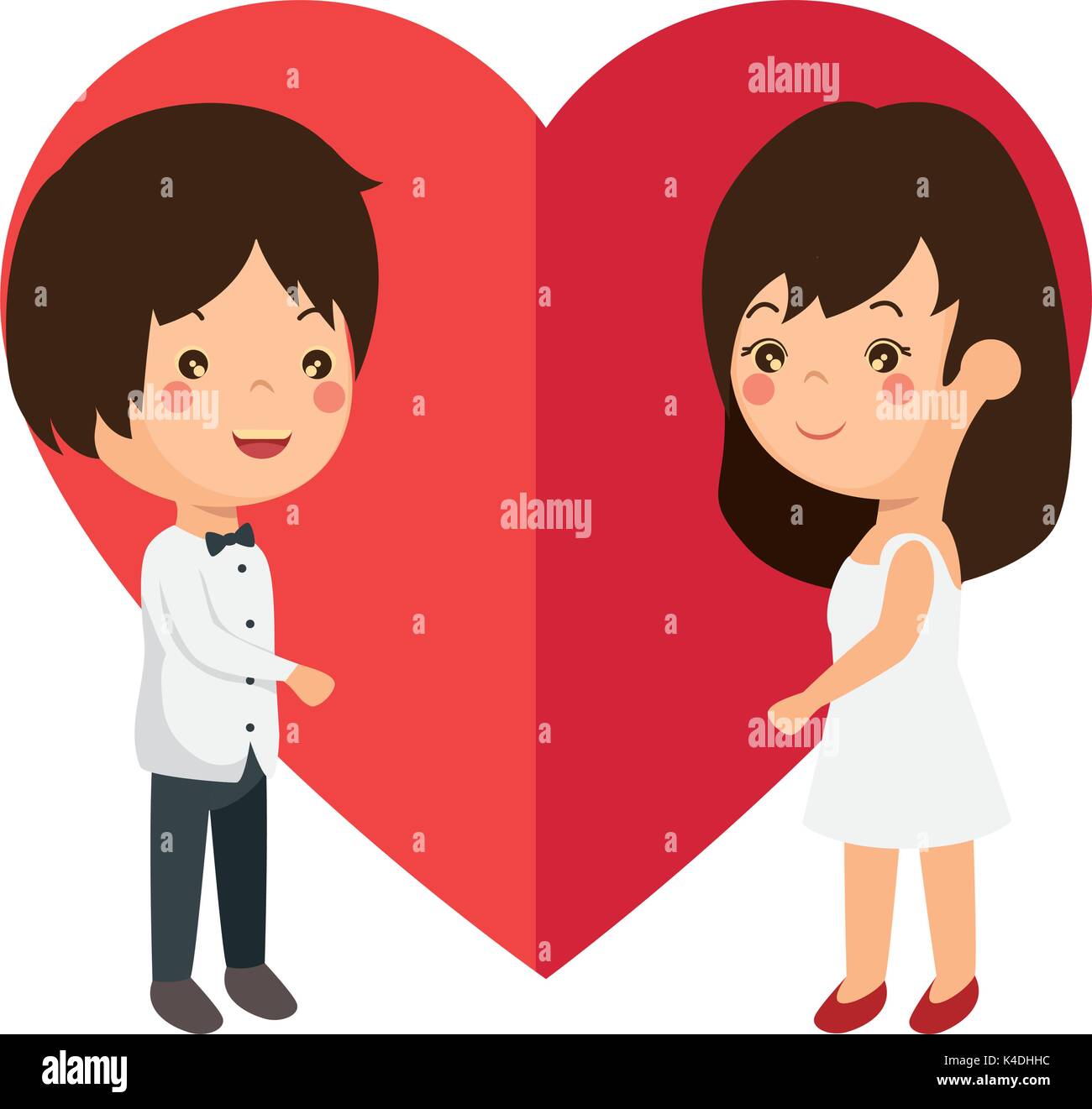 cute couple in love with heart vector illustration design Stock Vector ...