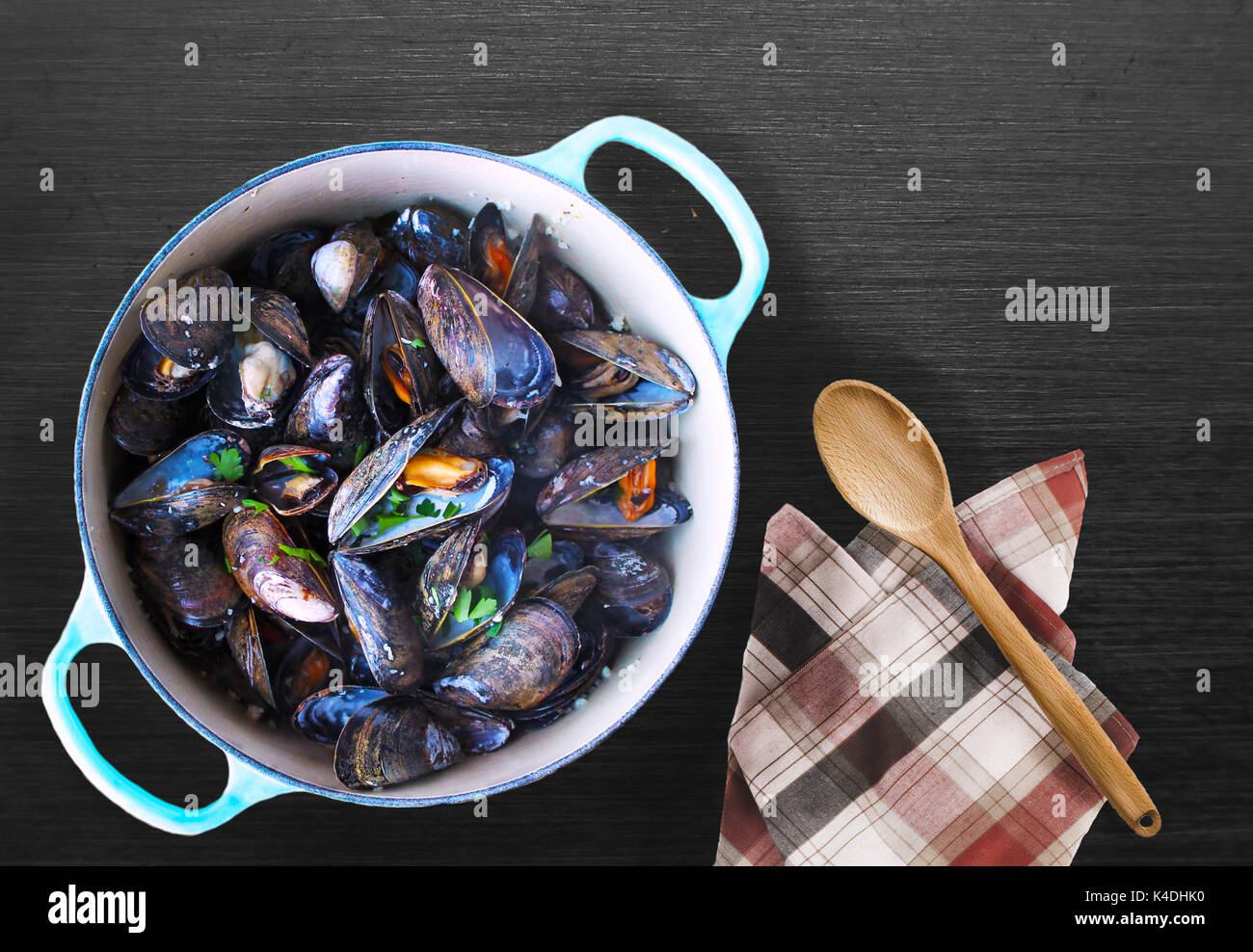 Steamed Mussels Stock Photo