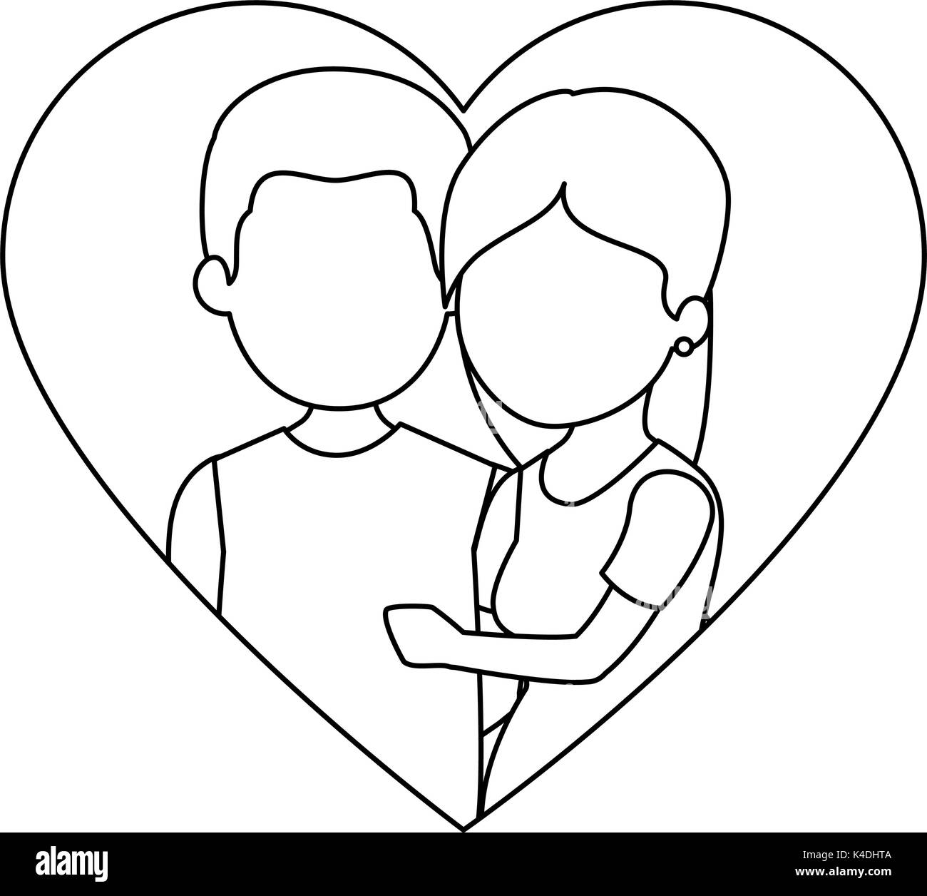 cute couple in love with heart vector illustration design Stock Vector ...