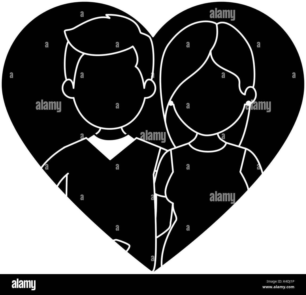 cute couple in love with heart vector illustration design Stock Vector ...