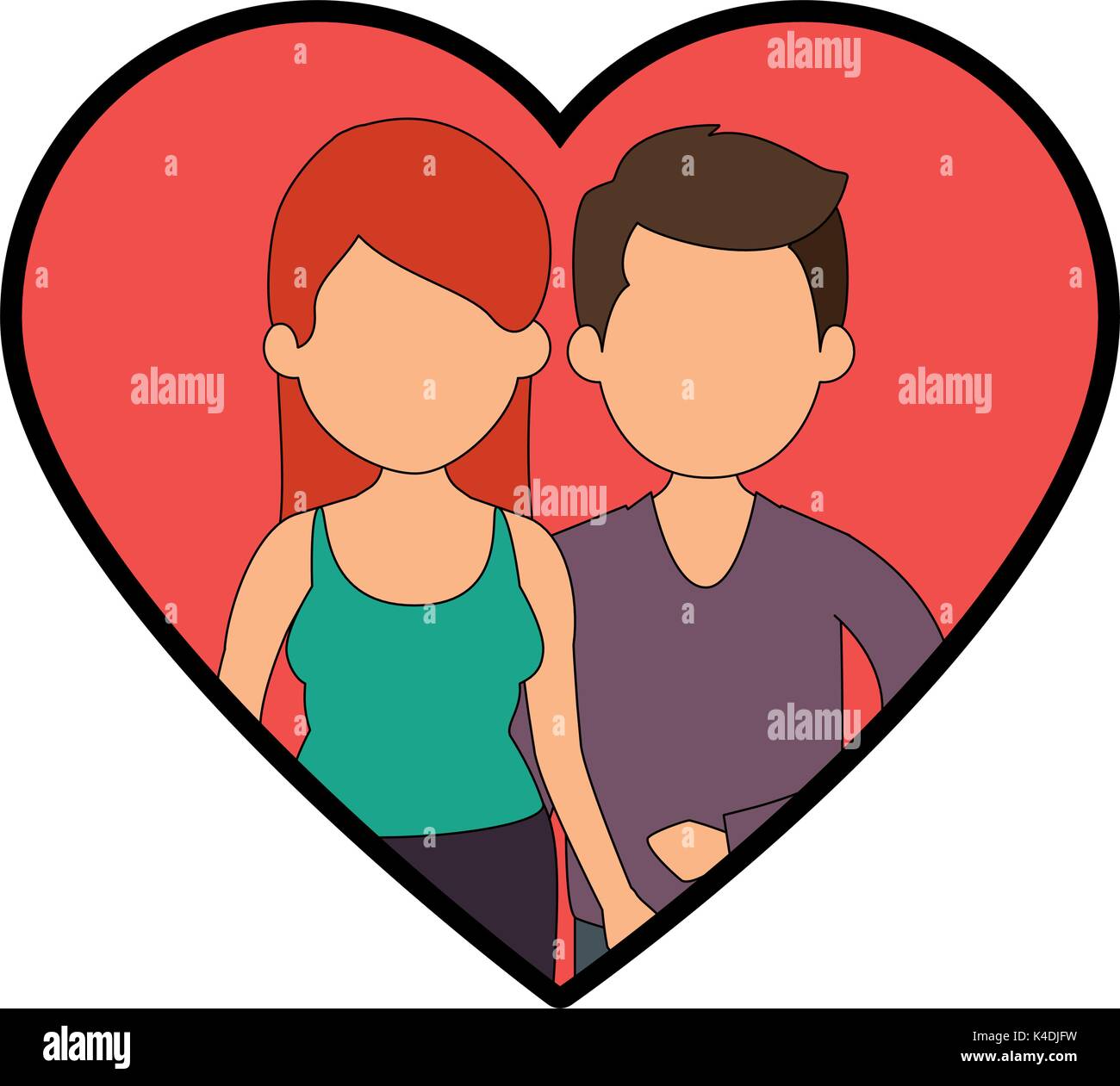 cute couple in love with heart vector illustration design Stock Vector ...