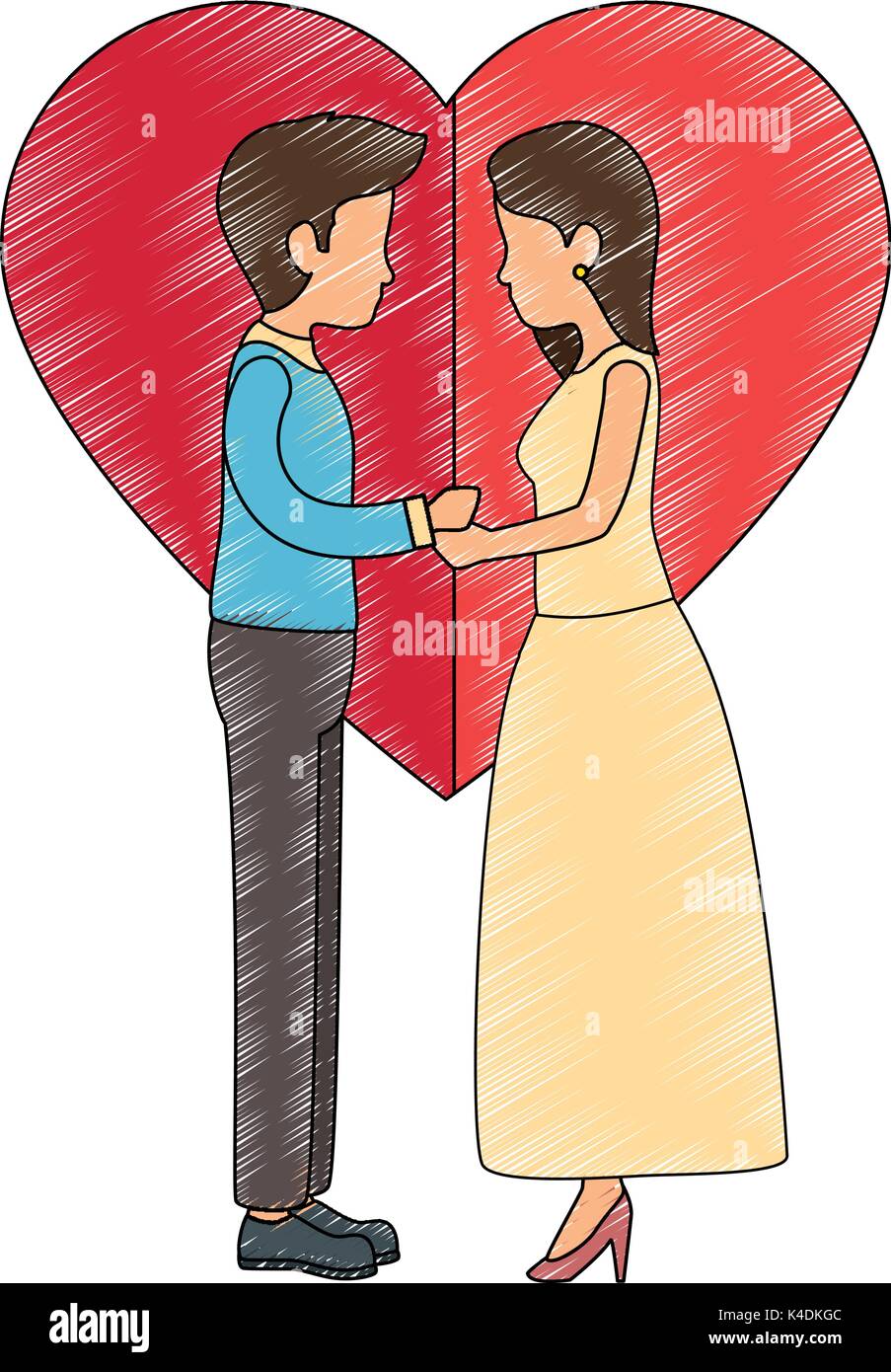 cute couple in love with heart Stock Vector Image & Art - Alamy