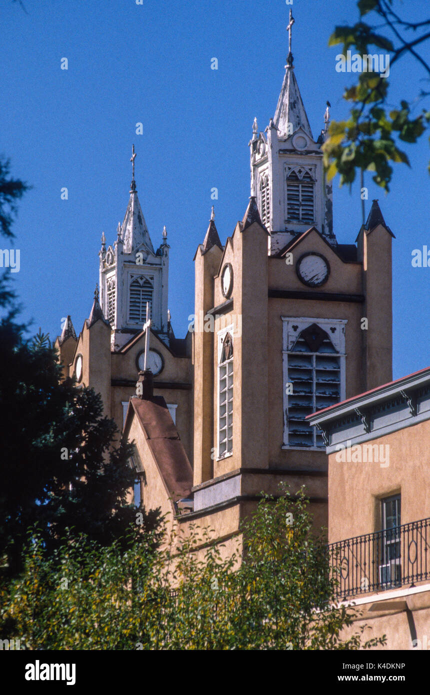 San Felipe de Neri, the mission church at the heart of Old Town, was first built in 1706, Albuquerque, New Mexico, USA Stock Photo