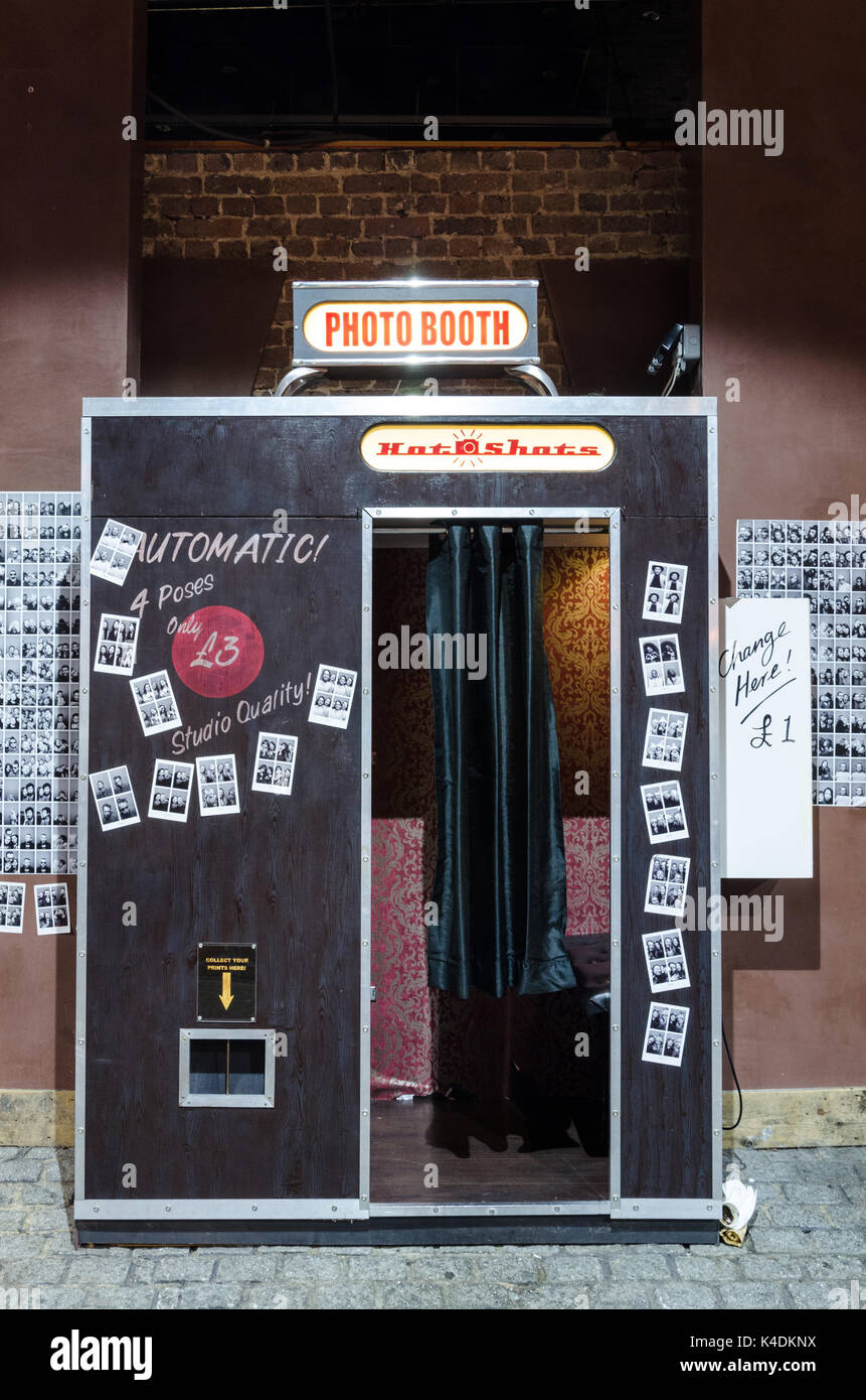 A vintage looking photo booth in The Stables Market in CAmden Town