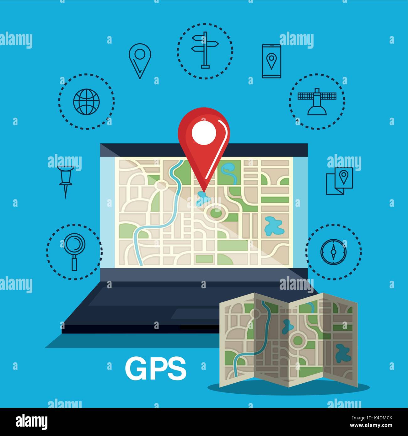 laptop with gps application Stock Vector Image & Art Alamy