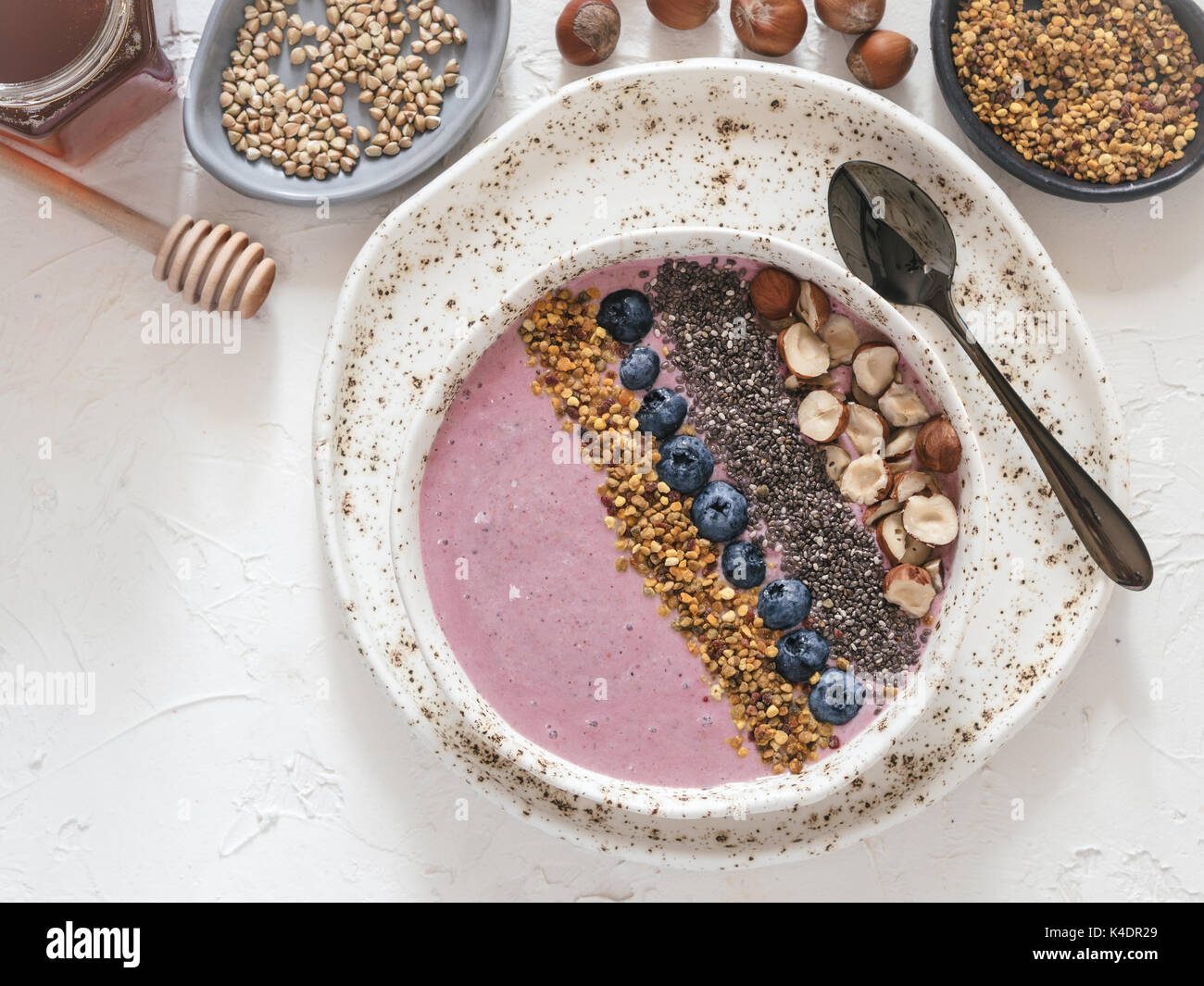 Healthy breakfast. Buckwheat Porridge. Raw buckwheat vegan breakfast