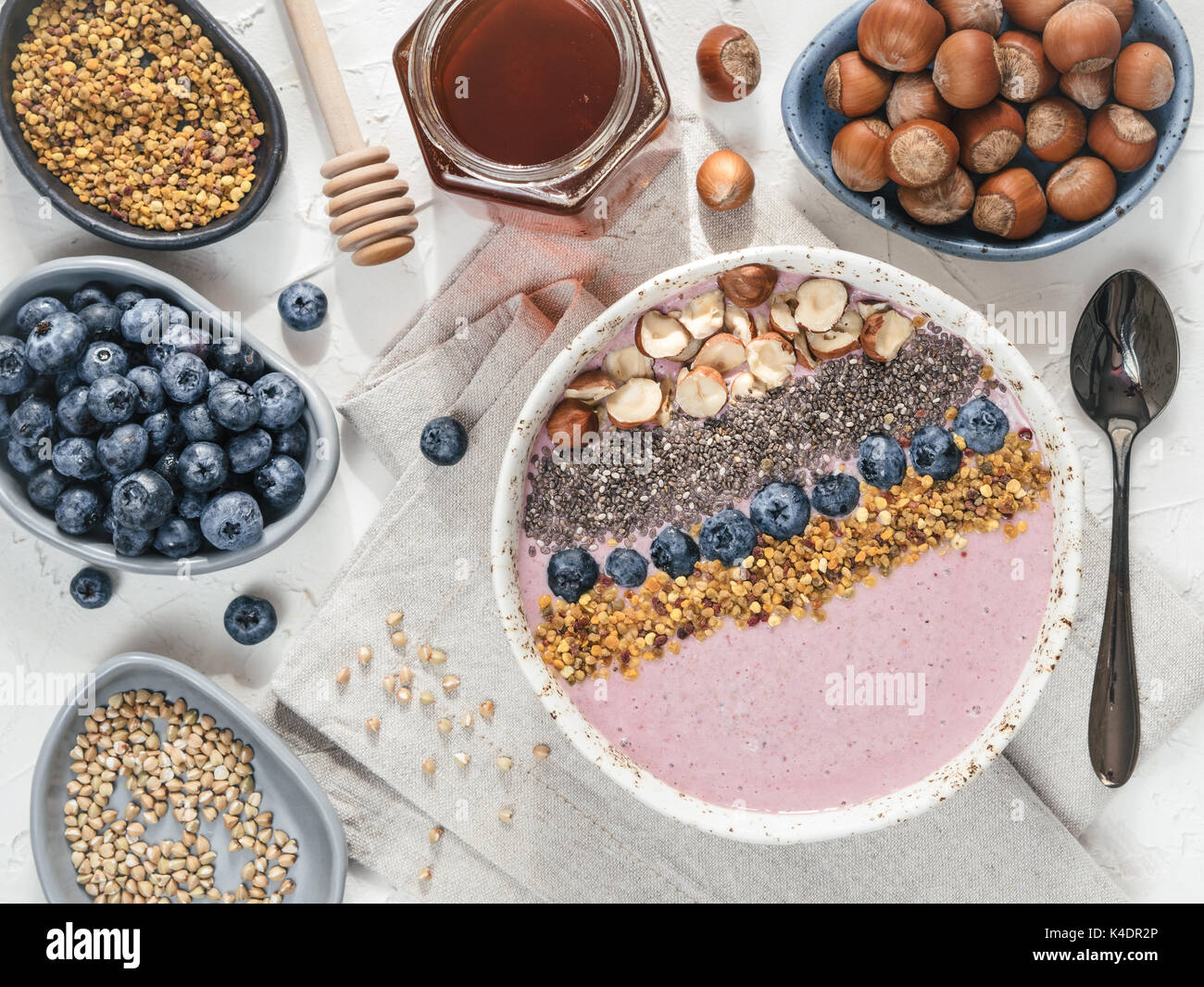 Healthy breakfast. Buckwheat Porridge. Raw buckwheat vegan breakfast