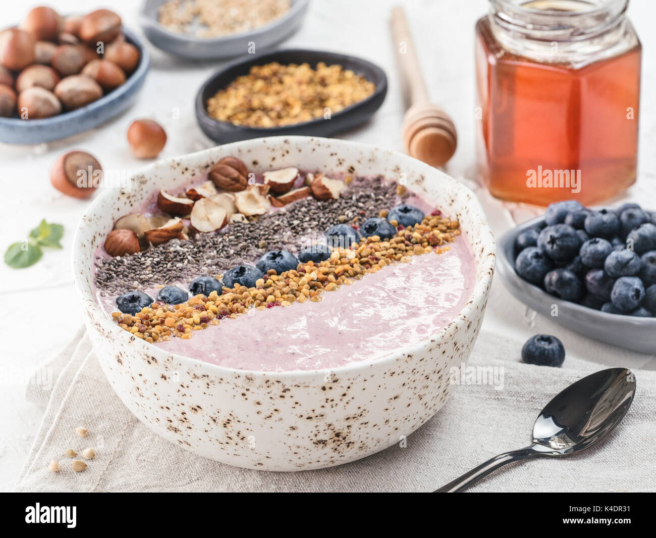 Healthy breakfast. Buckwheat Porridge. Raw buckwheat vegan breakfast