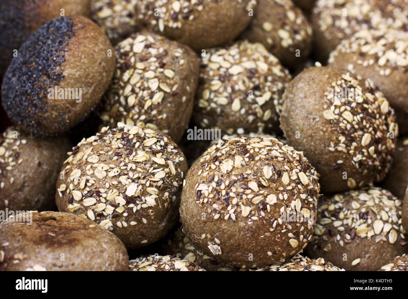 Rye buns with the cereals and poppy seeds Stock Photo Alamy