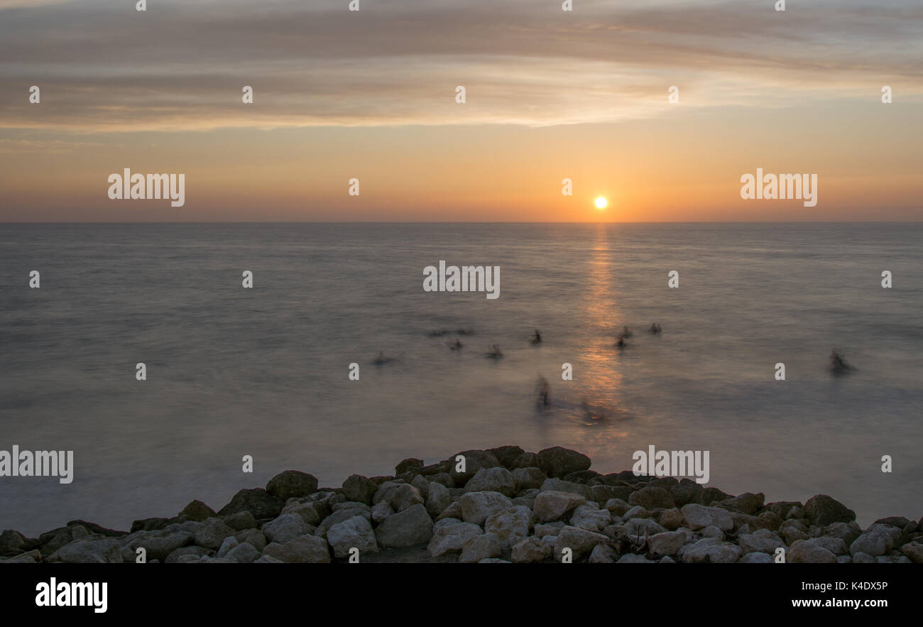 Sunset Over The Water At Plage Lamelie Near Soulac Sur Mer