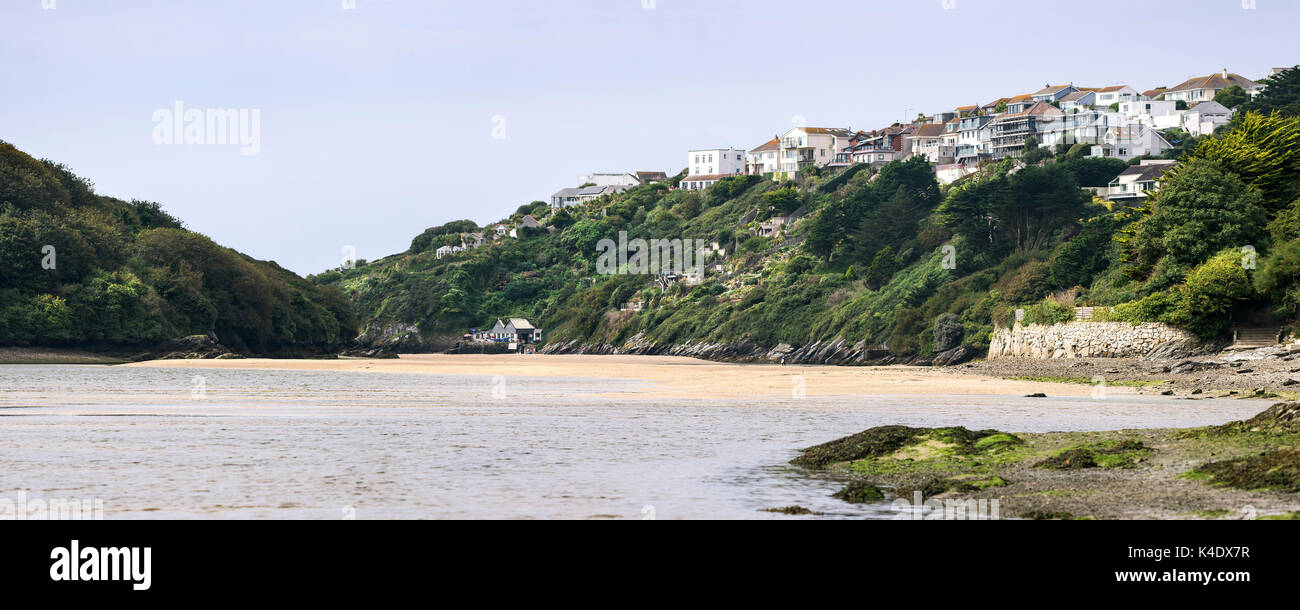 A panoramic view of the Gannel Estuary at low tide. Stock Photo