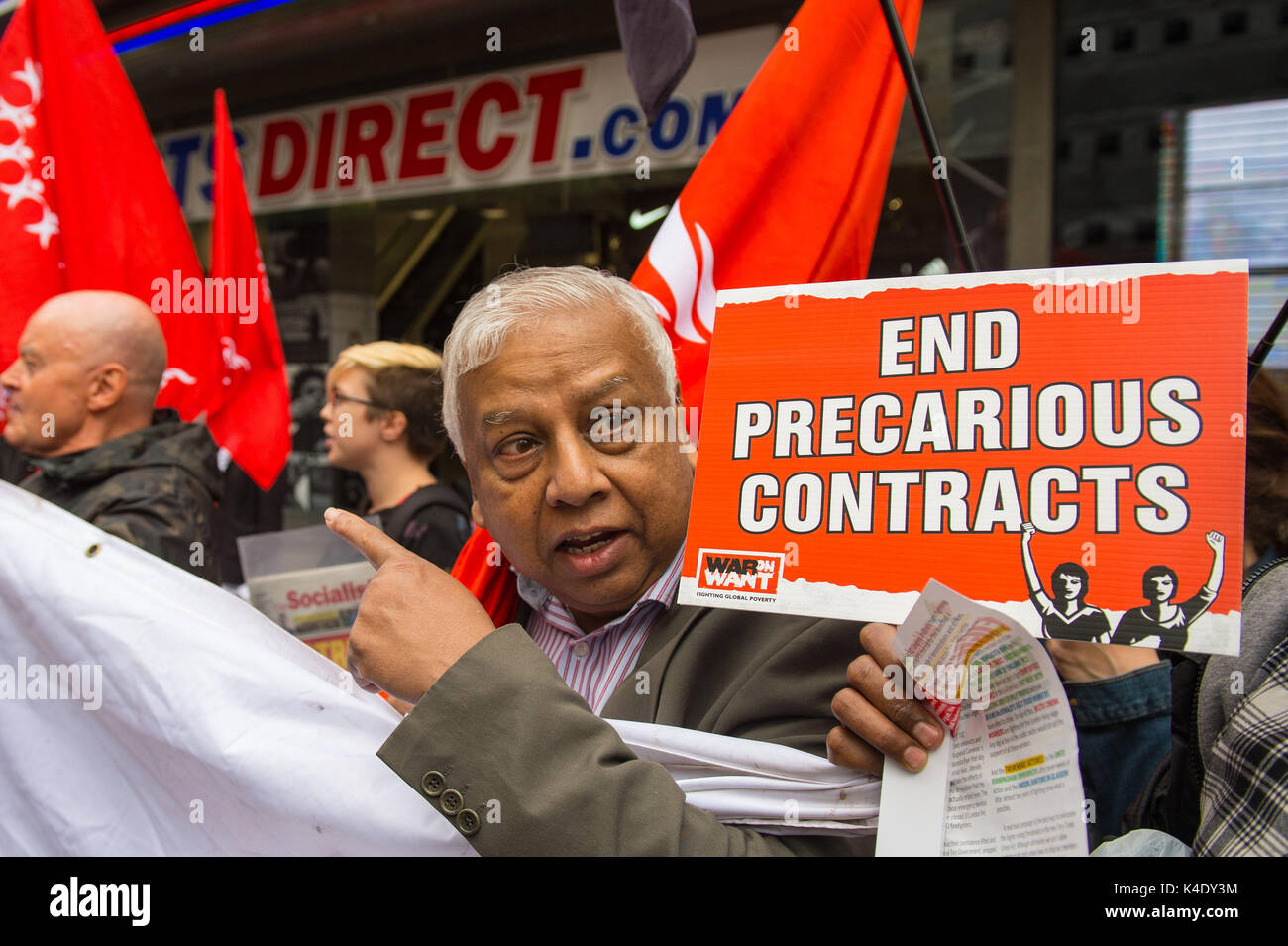 Protesters outside the Sports Direct flagship store on Oxford Street in