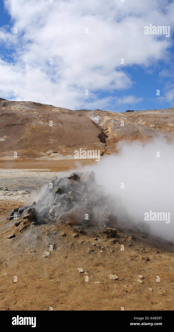 Namafjall, Iceland, Steamy Sulfur Springs Stock Photo
