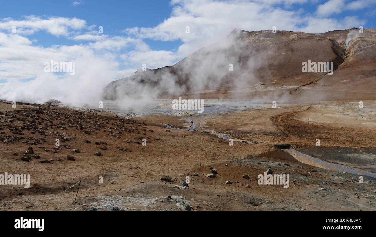 Namafjall, Iceland, Steamy Sulfur Springs Stock Photo