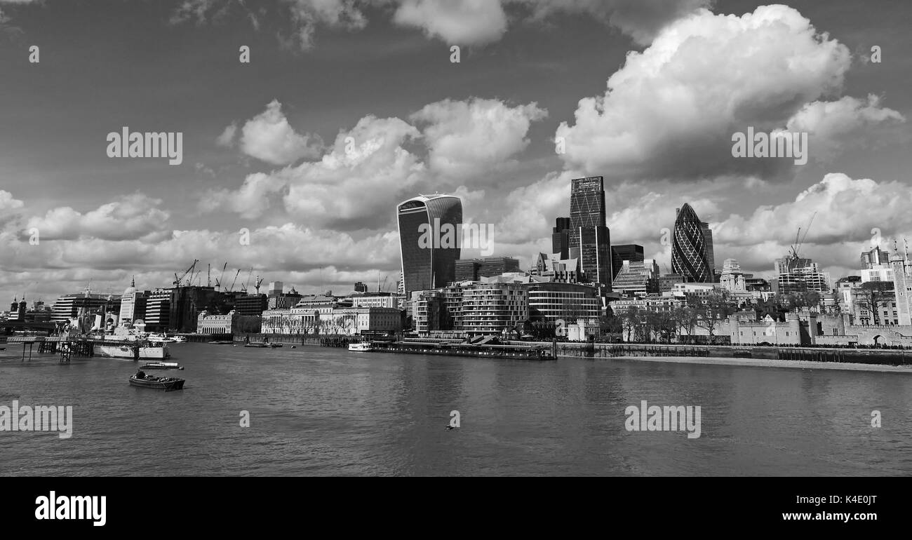 Skyline At The Thames River, London, England Stock Photo