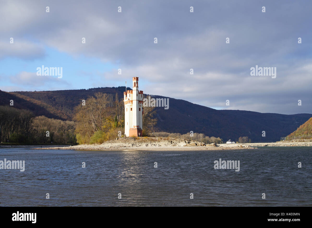 Mice Tower Near Bingen At A Small Island In The Rhine, From 13Th Century Stock Photo
