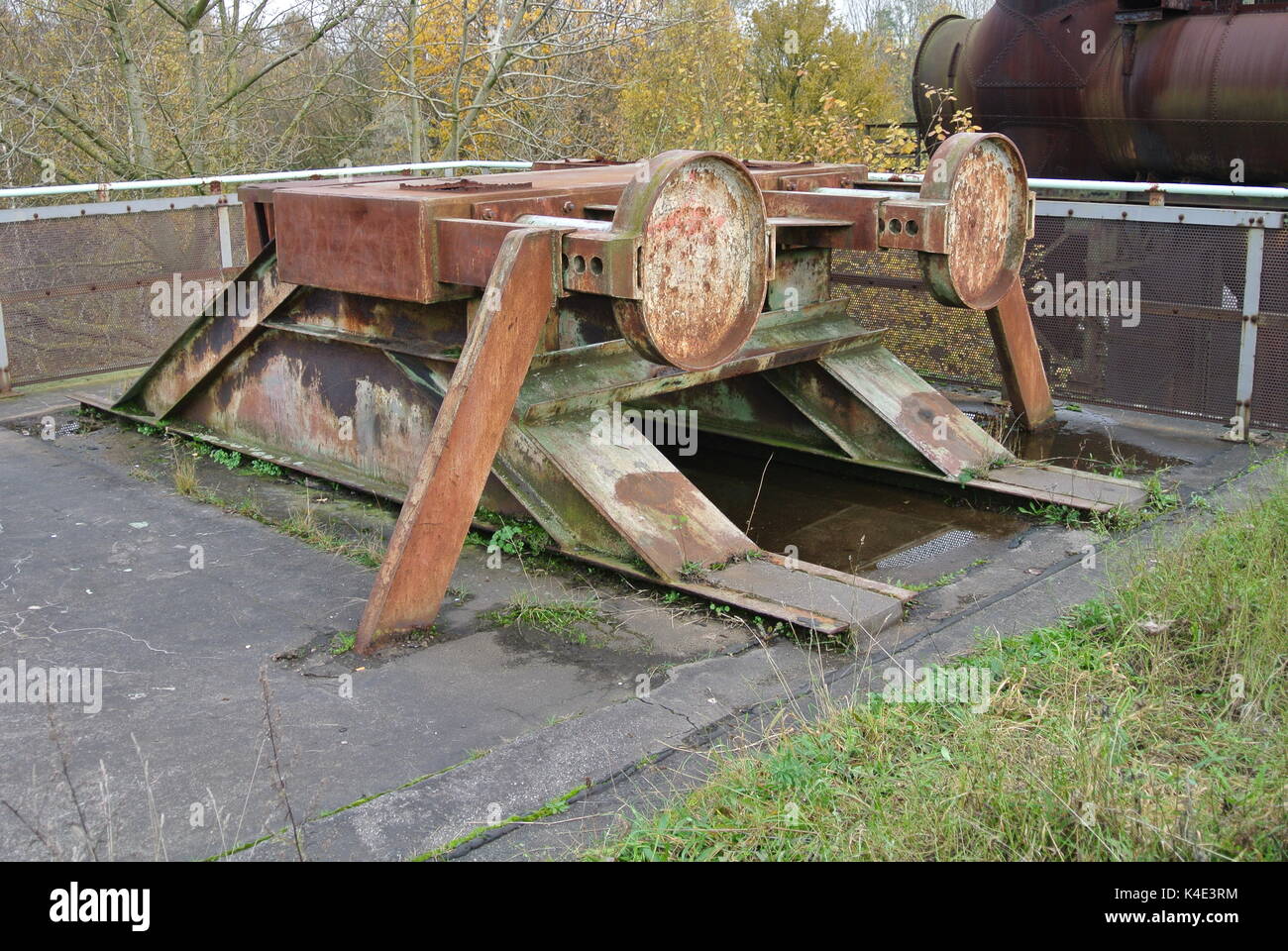 Railway Buffer at Landschaftspark Duisburg-Nord, Germany Stock Photo
