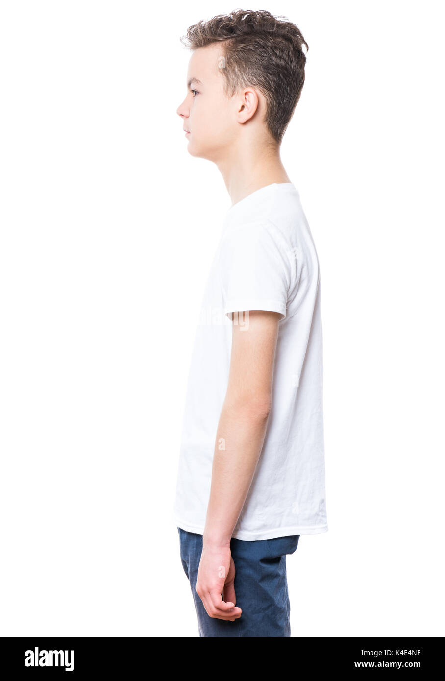 Teen boy in white tshirt Stock Photo Alamy
