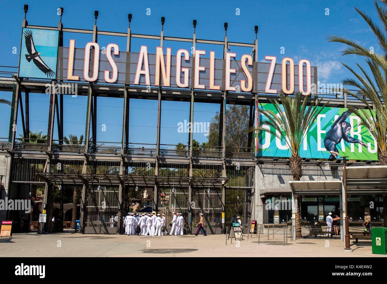 Entrance to the Los Angeles Zoo and Botanical Gardens September 1, 2017 in Los Angeles, California. Stock Photo