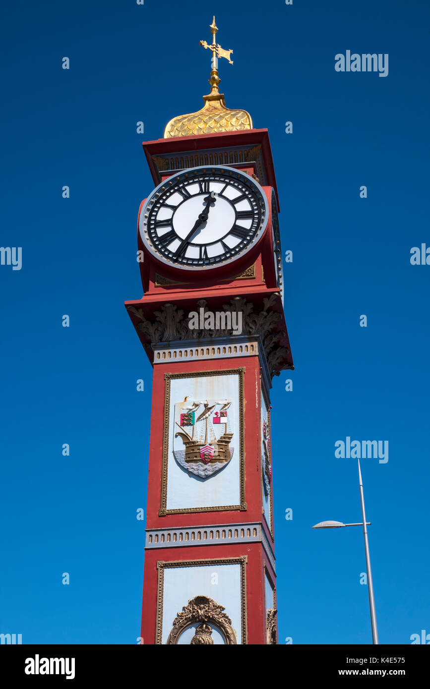 The Jubilee clock on Weymouth seafront in Dorset, UK.  The clock was erected in 1887 to mark the 50th year of the reign of Queen Victoria. Stock Photo