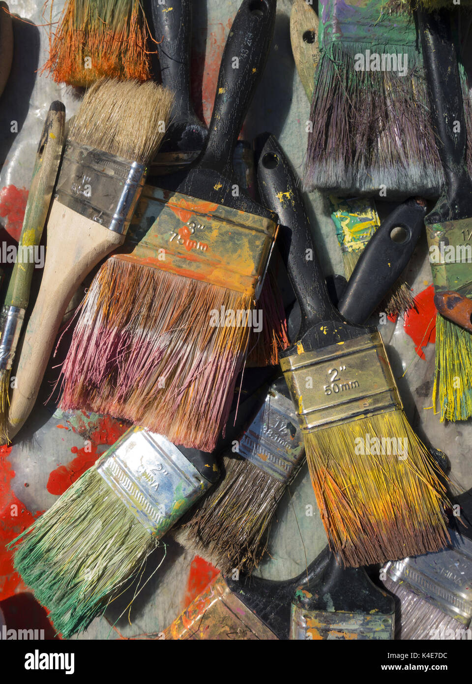 Paint brushes at a mural project in Detroit,Michigan Stock Photo Alamy