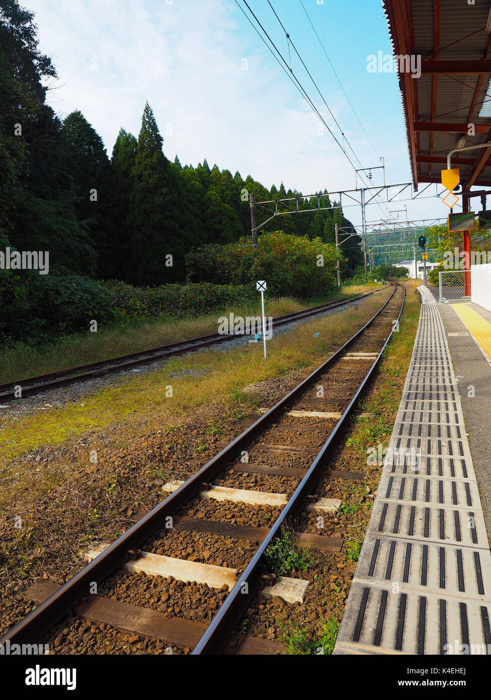 Railway train station in Kagoshima, Japan Stock Photo