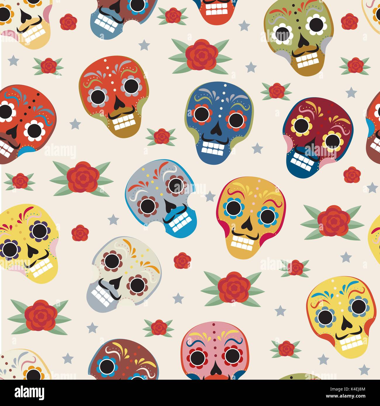 Day of the dead holiday in Mexico seamless pattern with sugar skulls ...