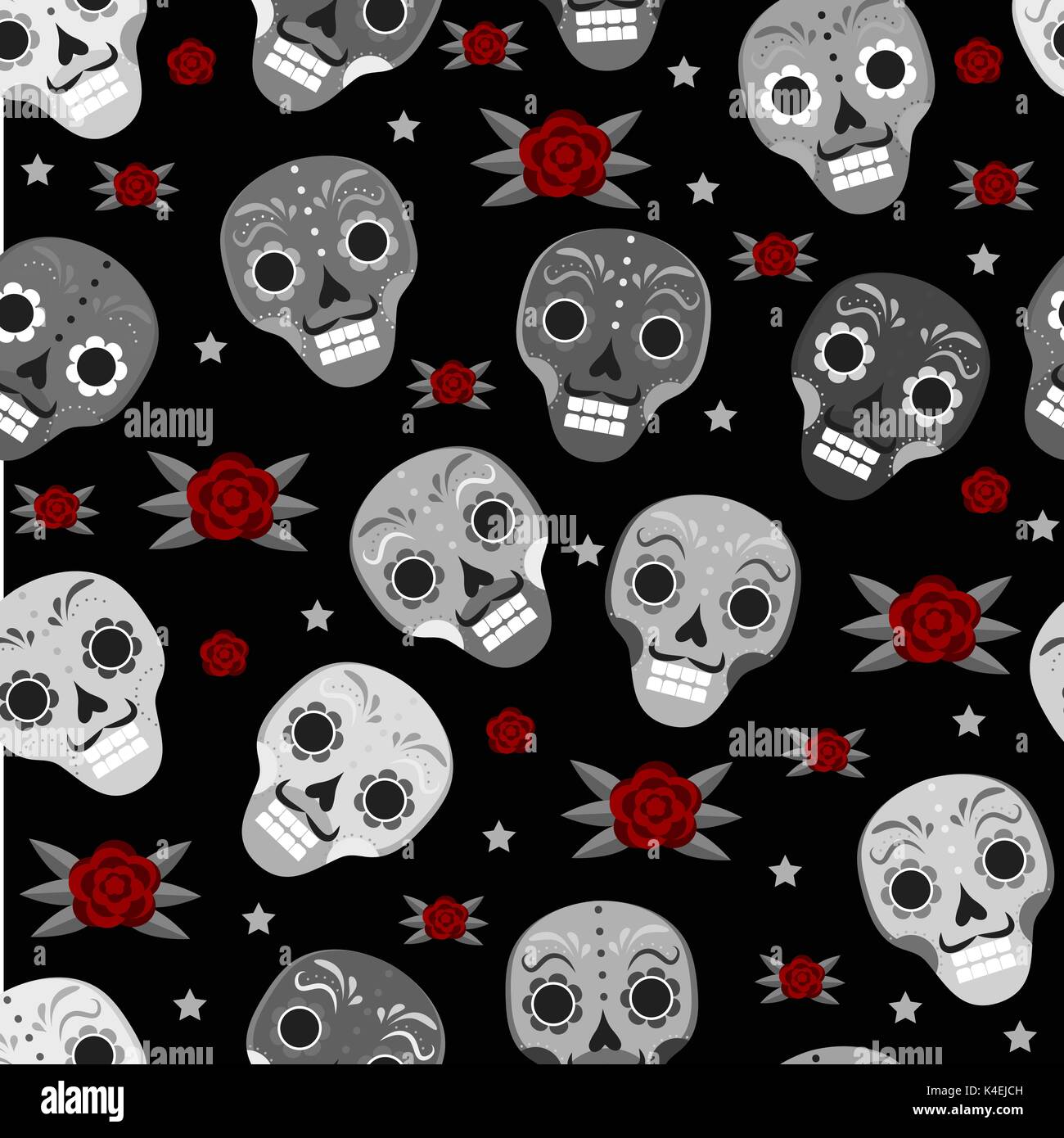 Day of the dead holiday in Mexico seamless pattern with sugar skulls ...