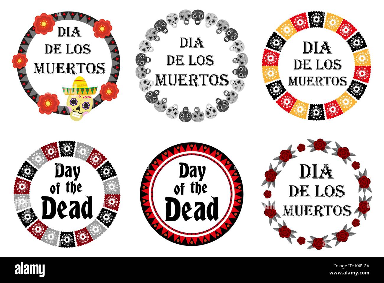 Day of the dead holiday in Mexico seamless pattern with sugar skulls. Skeleton endless background. Dia de Muertos repeating texture. Vector illustration. Stock Vector
