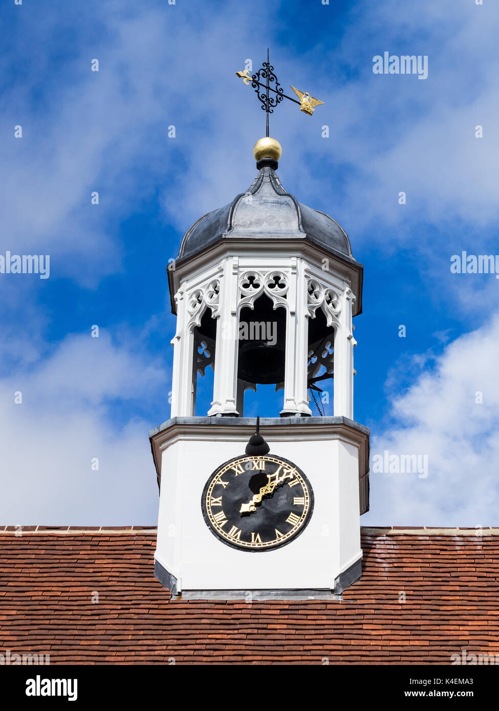 Queens College Cambridge Clock Tower Stock Photo