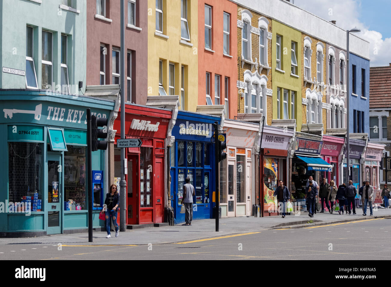 Shops on High Road Leyton, London, England, United Kingdom, UK Stock Photo