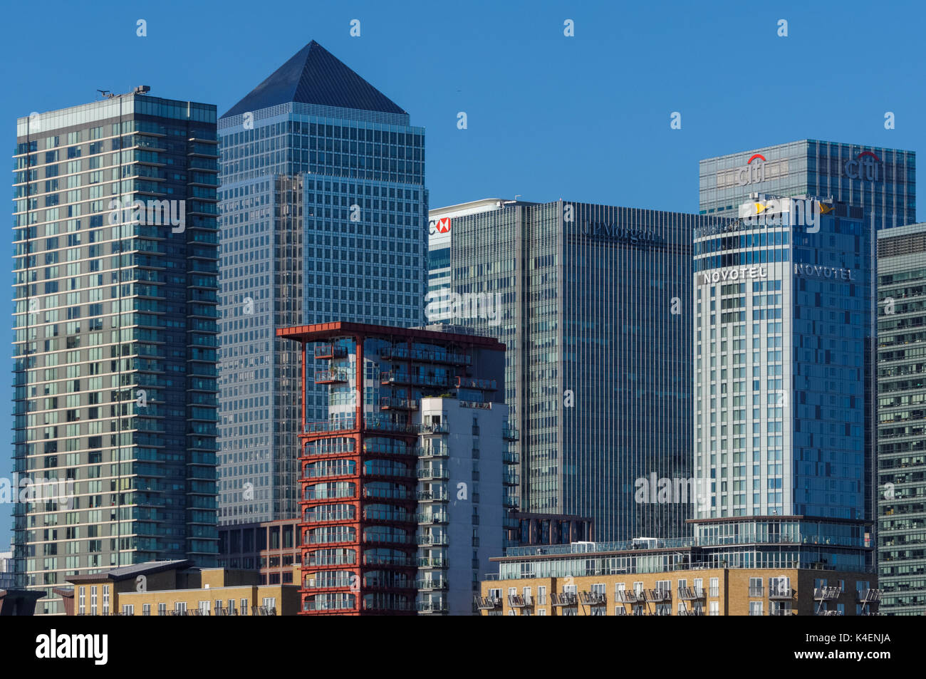 Skyscrapers and residential buildings in Canary Wharf, London United ...