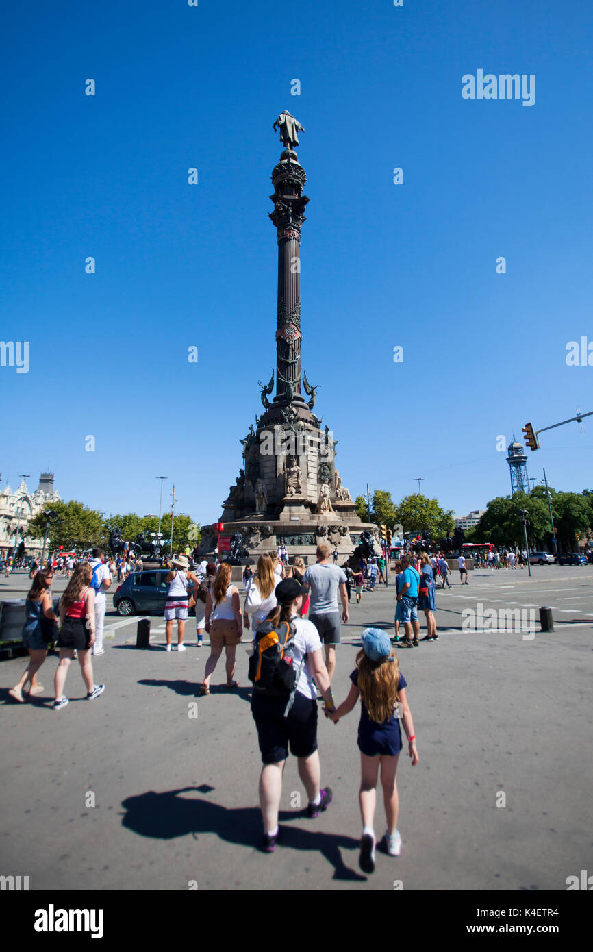 Christopher Columbus Colon monument in Barcelona the capital and largest city of Catalonia, in Spain Stock Photo