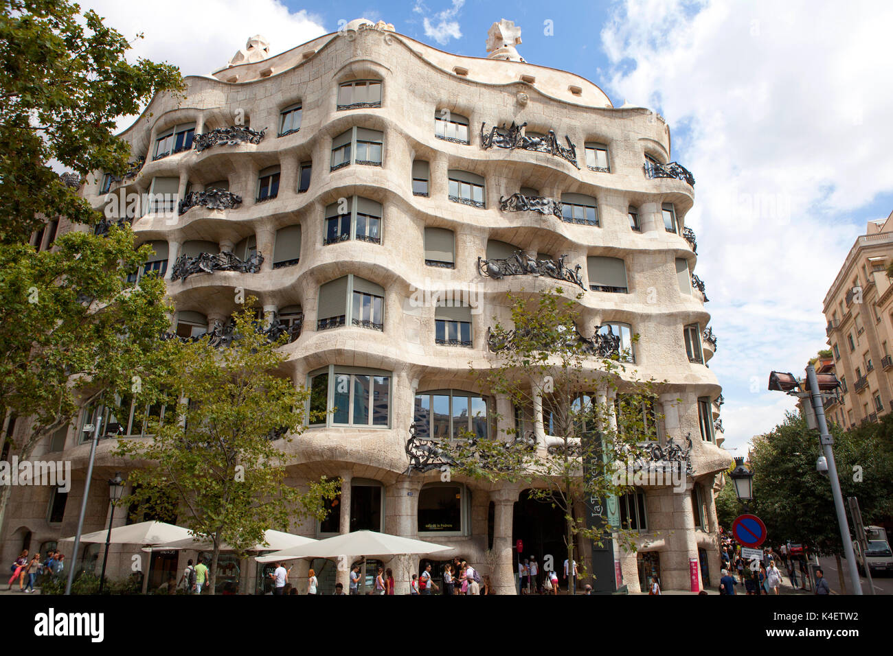World Heritage Site by UNESCO Casa Milà in Barcelona the capital and largest city of Catalonia, in Spain Stock Photo