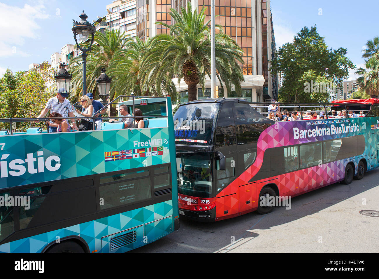 Barcelona Bus Turístic in Barcelona the capital and largest city of Catalonia, in Spain, and the country's second most populous municipality Stock Photo