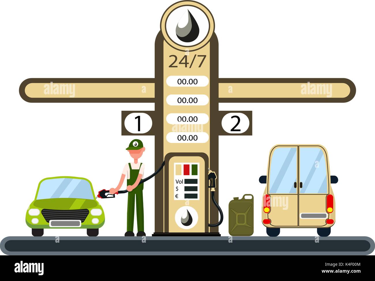 Worker is filling the car at the gas station Stock Vector Image & Art ...