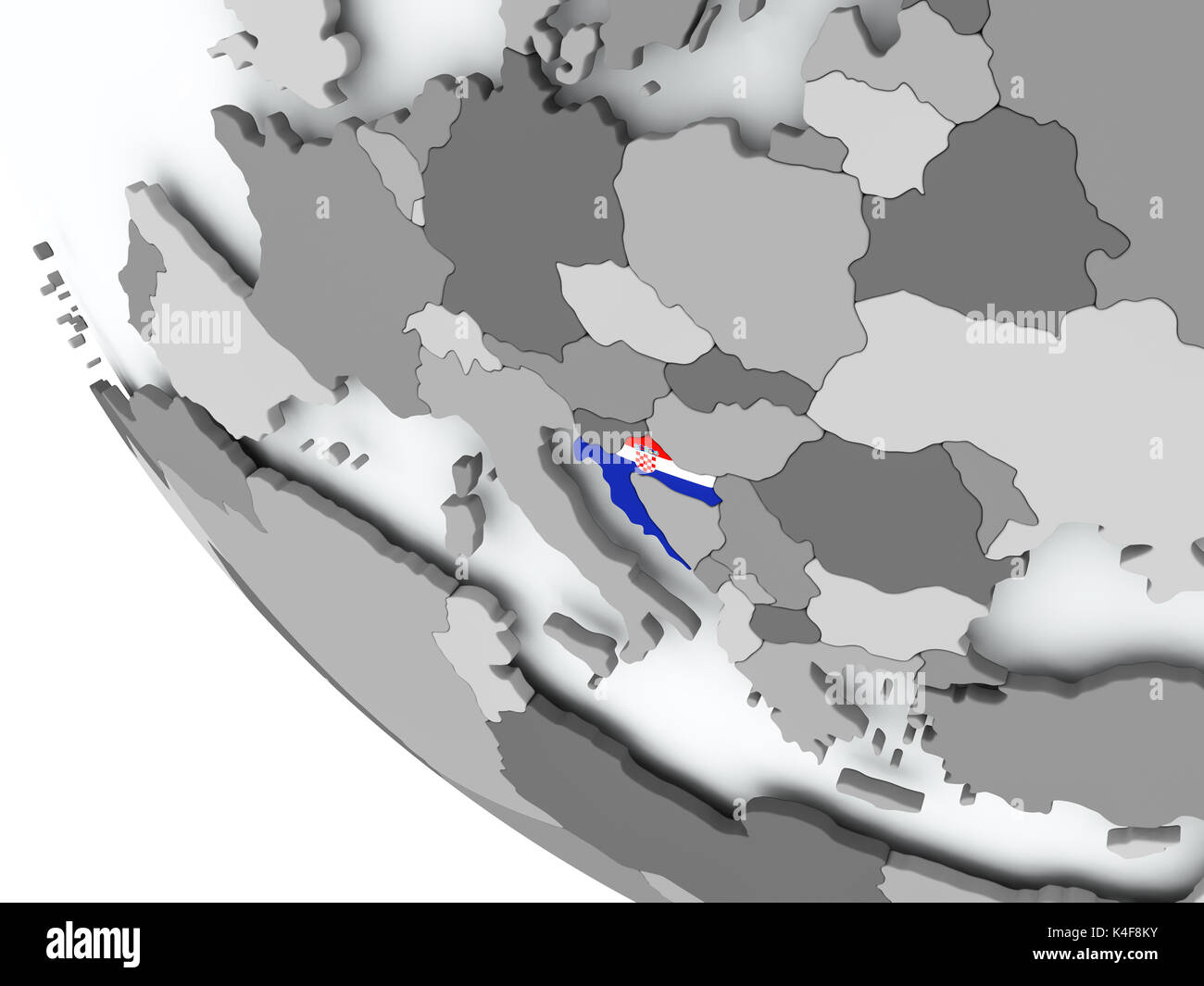 Croatia on political globe with embedded flags. 3D illustration Stock ...