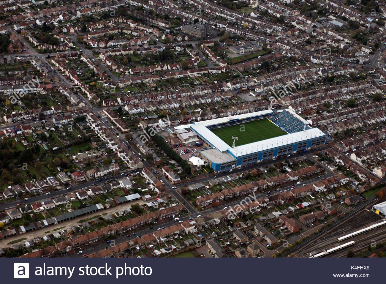 Aerial views of Priestfield stadium, home of Gillingham FC. Taken Stock ...