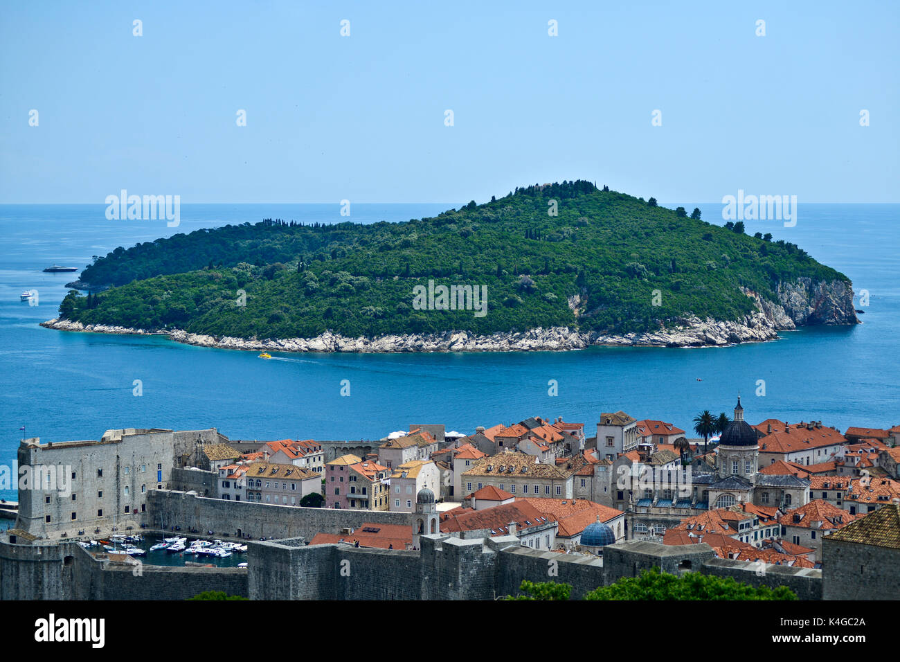 Lokrum island, Dubrovnik, Croatia. Panoramic view from above Stock Photo