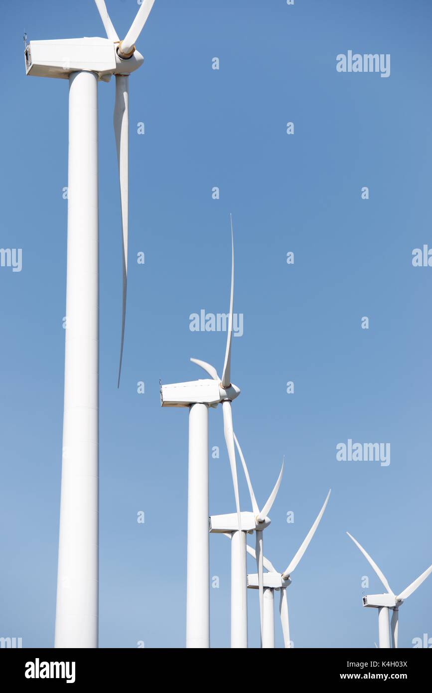 windmills for  electric power production, El Buste, Zaragoza, Aragon, Spain Stock Photo