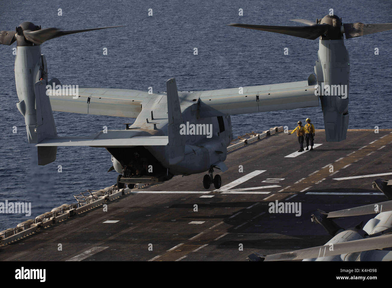 MV-22B Osprey Landing on LHD Stock Photo